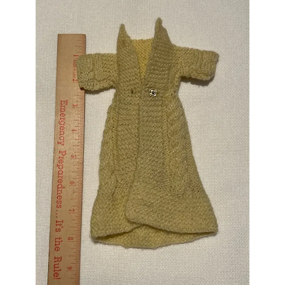 Vtg Doll Sweater Yellow Crochet Fits Tressy 12’, Fashion Dolls Clothes Homemade